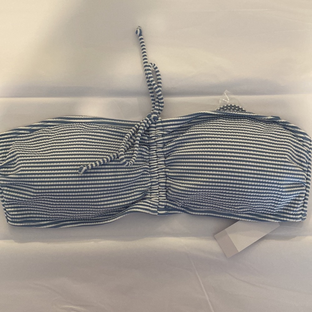 LOFT Blue and White Striped Bikini Top (TOP ONLY)